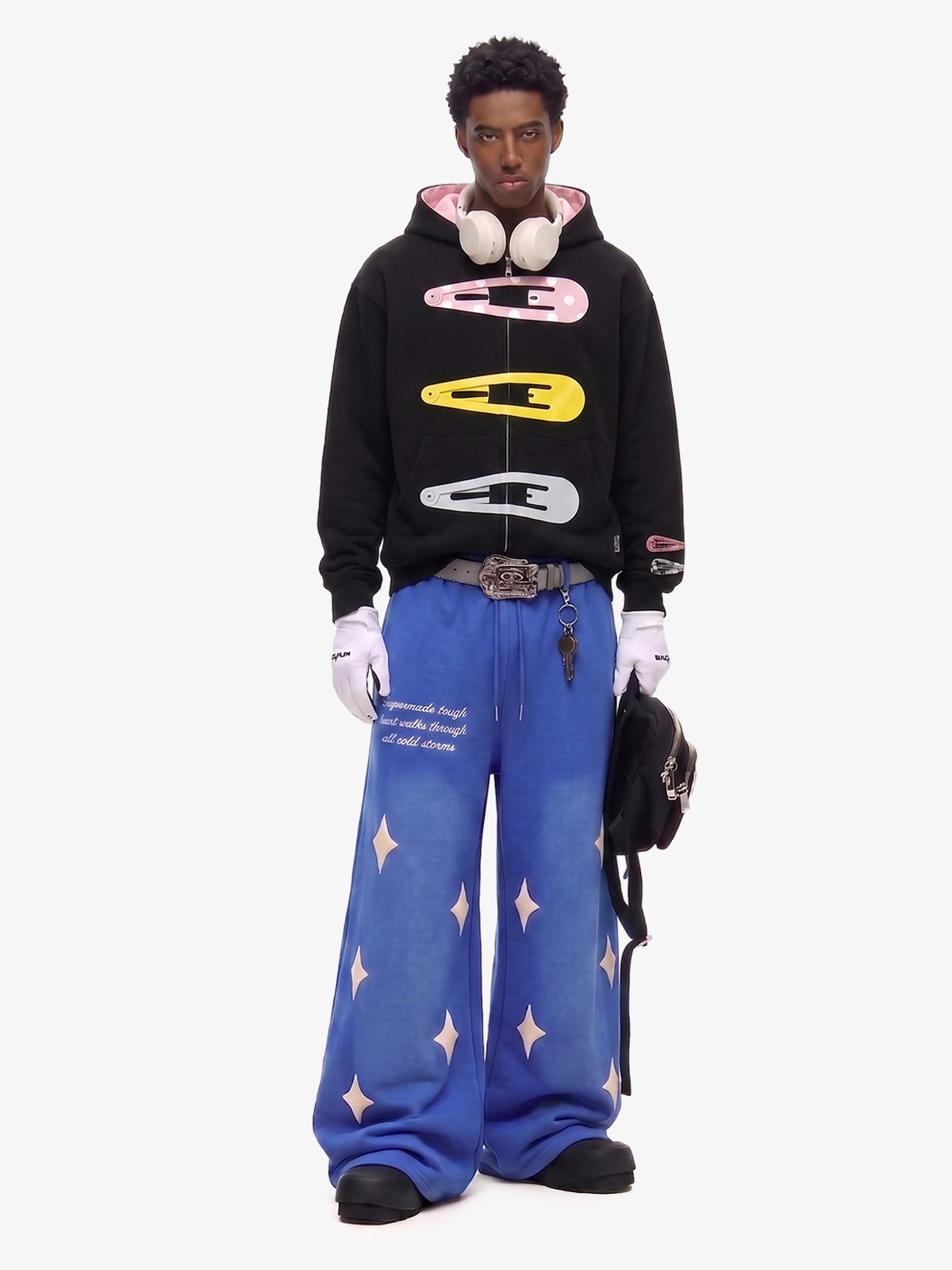Detachable Hair Clip Decoration Zip Up Hoodie