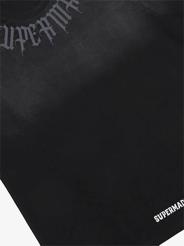 Retro Gradient Letter Printed Washed Oversize T-shirt 