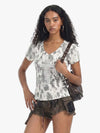 Glossy Cross Leopard Slim Fit Distressed T-Shirt 