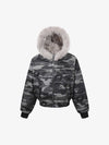 Vintage Camo Faux Fur Hood Padded Bomber Jacket 