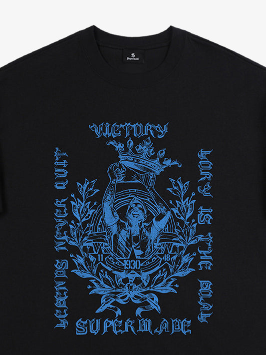 Cotton Graphic Print T-Shirt with Victory Legend Design 