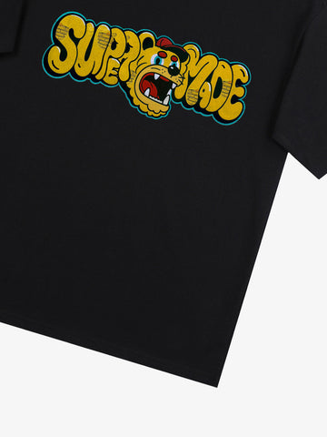 Street Graffiti Trendy Tiger Head Font T-Shirt 