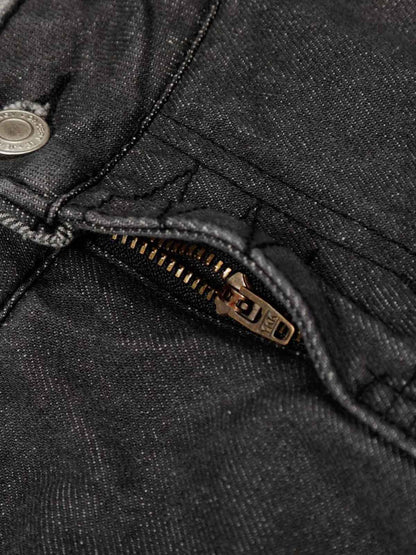 Vintage Washed Layered Waist Wide Leg Denim Jeans