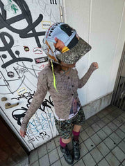Newspaper Print Lace-Up Brim Cap 