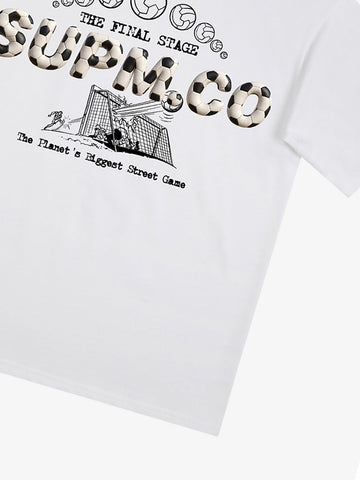 Cotton unisex solid short-sleeved T-shirt with a soccer collage logo and street football element print 