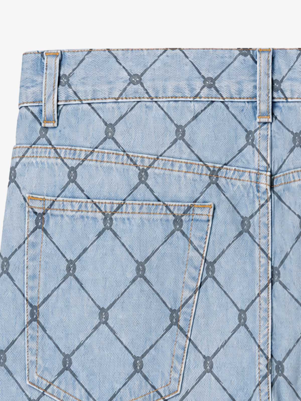 Barbed Wire Graffiti Washed Straight-Leg Jeans