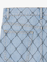 Barbed Wire Graffiti Washed Straight-Leg Jeans