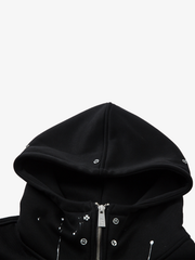 Fur-Trim Paint-Splatter Zip Hoodie