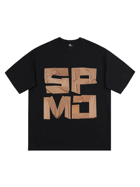 Original Tape Layered Letter Print T-shirt 