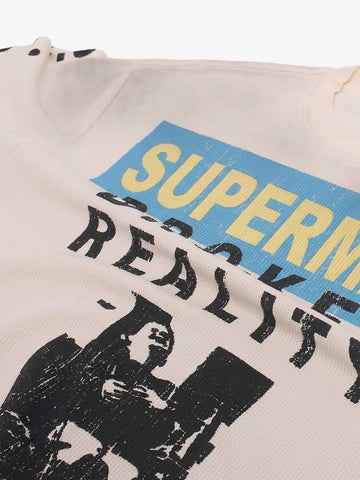 Distressed Graphic Waffle Long Sleeve Tee