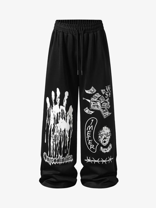 Dunkle Jogginghose mit Grafikdruck