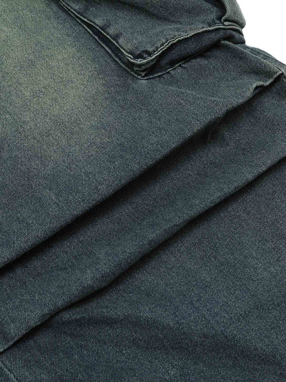 Spray-painted Reverse Pleated Cargo Jeans - 2293 