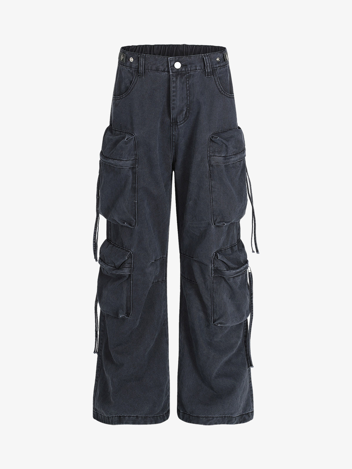 Multi-Pocket Workwear Casual Flared Wide-Leg Pants 