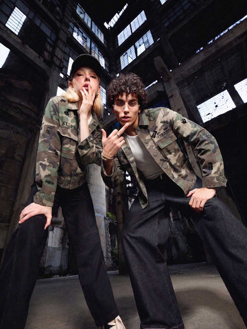Anti-War Graphic Camo Jacket