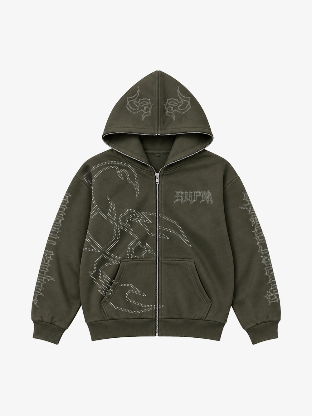 Rhinestone Scorpion Graphic Zip Hoodie