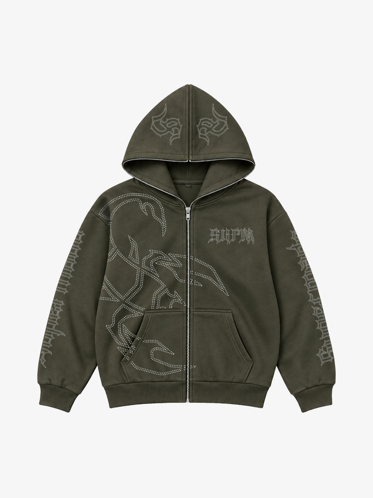 Rhinestone Scorpion Graphic Zip Hoodie