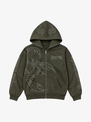 Rhinestone Scorpion Graphic Zip Hoodie