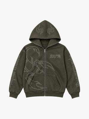 Rhinestone Scorpion Graphic Zip Hoodie