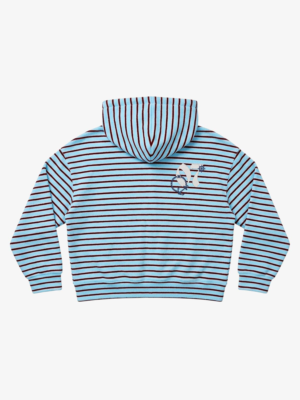 Anchor Appliqué Striped Terry Zip Hoodie
