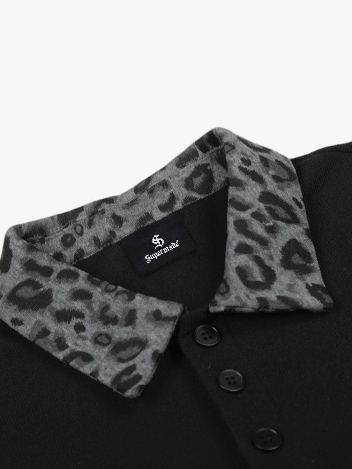 Rock Grunge Aesthetic Leopard Patchwork Polo Shirt 