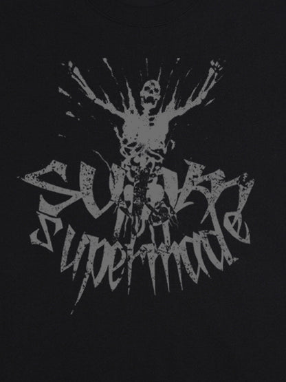 THE SUPERMADE TRENDY STREET OLD-FASHIONER SKULL PRINT T-SHIRT 