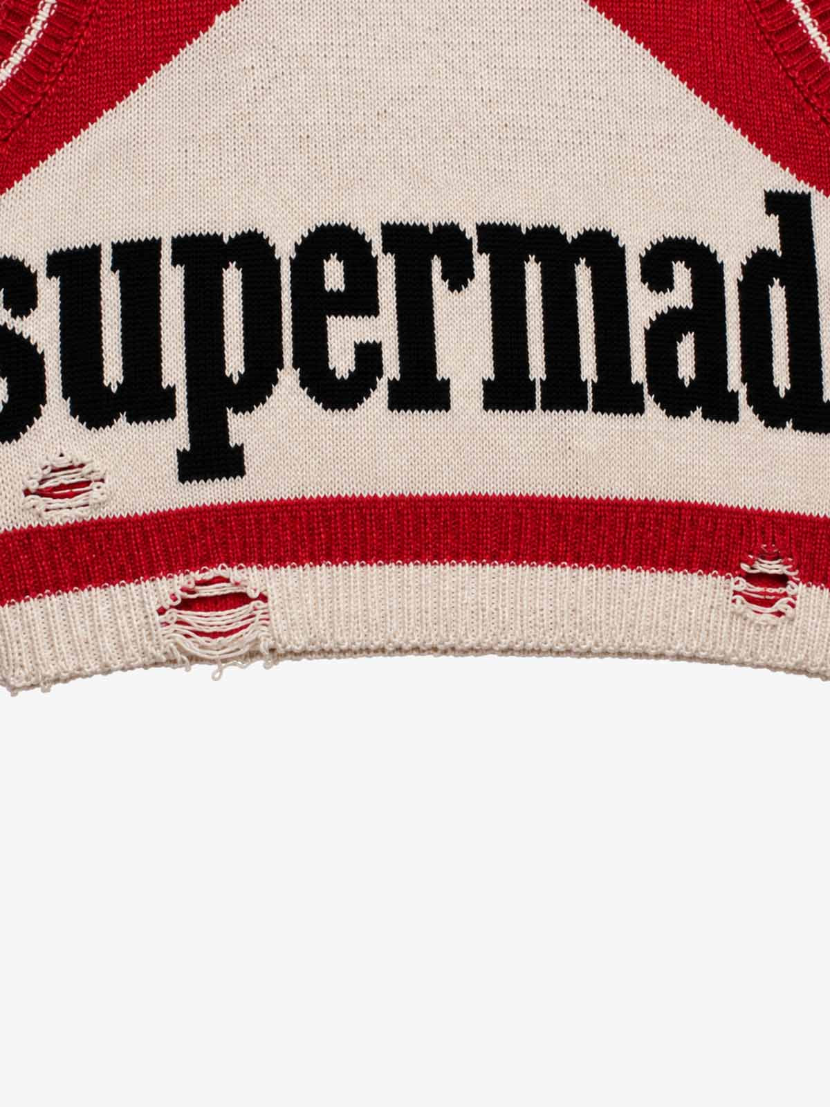 Distressed Logo Graphic Cropped Sweater Vest; Red / S, Red / M, Red / L, Red / XL, Red / 2XL