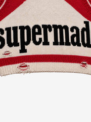 Distressed Logo Graphic Cropped Sweater Vest; Red / S, Red / M, Red / L, Red / XL, Red / 2XL