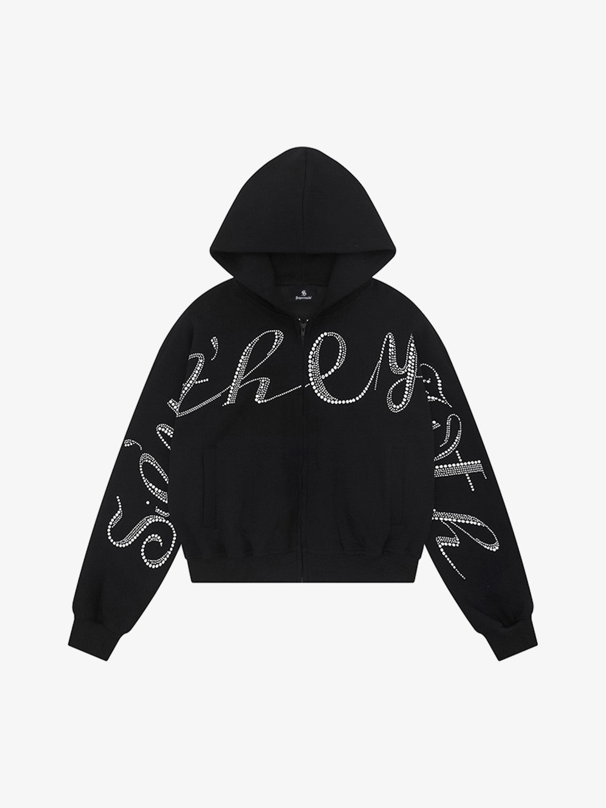 Stylish Hooded Zip-Up Jacket with Sparkling Letter Design for Men and Women 