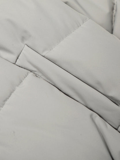 Retro Dark Print Faux Fur Collar Quilted Jacket 