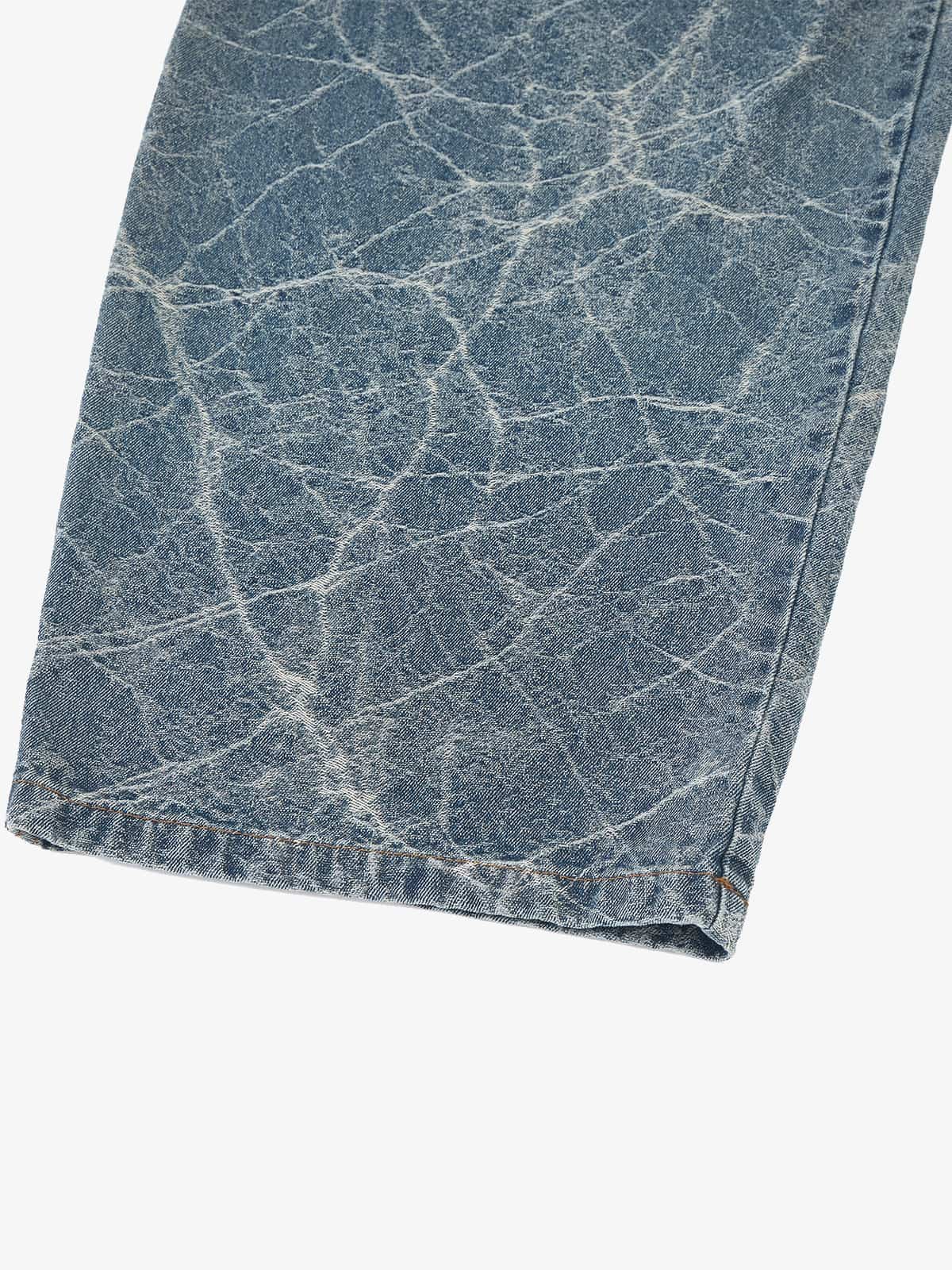 Retro Crackle-Washed Barrel Jeans 