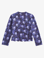 Skull Camo Racing Graphic Boxy Long Sleeve Tee