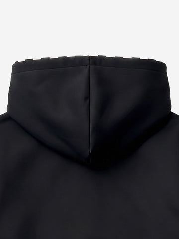 Kapuzenpullover mit Skorpionstickerei, Streifenfutter und Knopfleiste