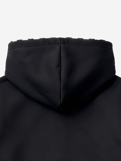 Kapuzenpullover mit Skorpionstickerei, Streifenfutter und Knopfleiste