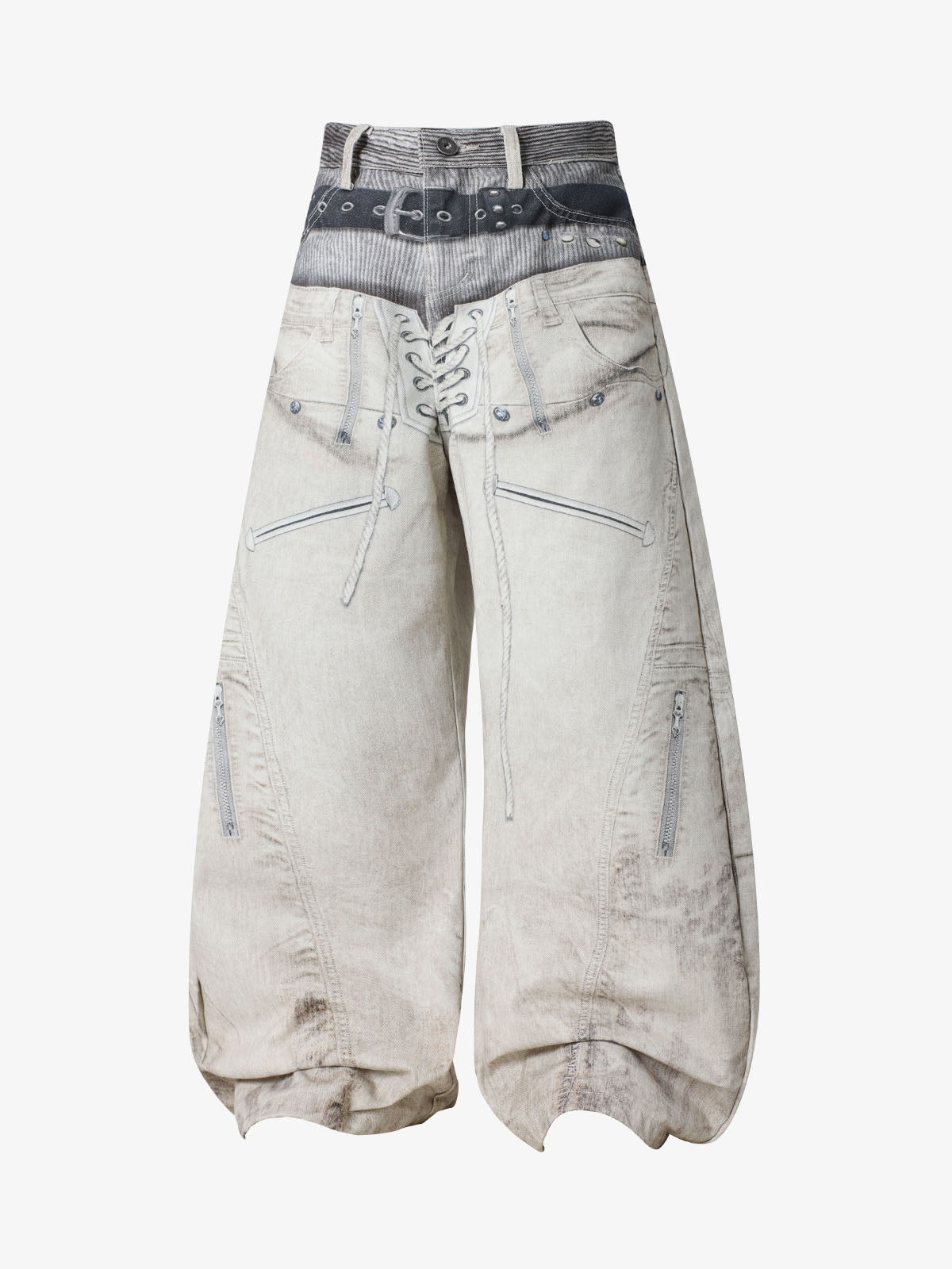 3D Print Double Waist Barrel Baggy Jeans