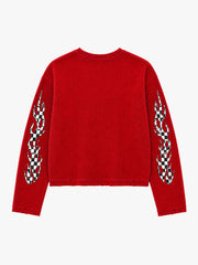 Langarmshirt mit kariertem Flammenmuster und Used-Look-Waffelstruktur