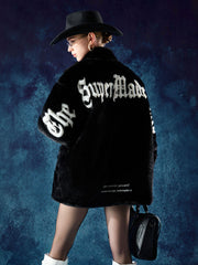 Thesupermade Street Letter Embroidered Fleece Jacket - 1838 