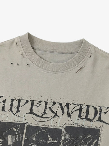 Jersey Distressed Camouflage Double Layered Graphic T-Shirt - 2420 