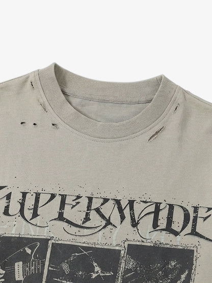Jersey Distressed Camouflage Double Layered Graphic T-Shirt - 2420 