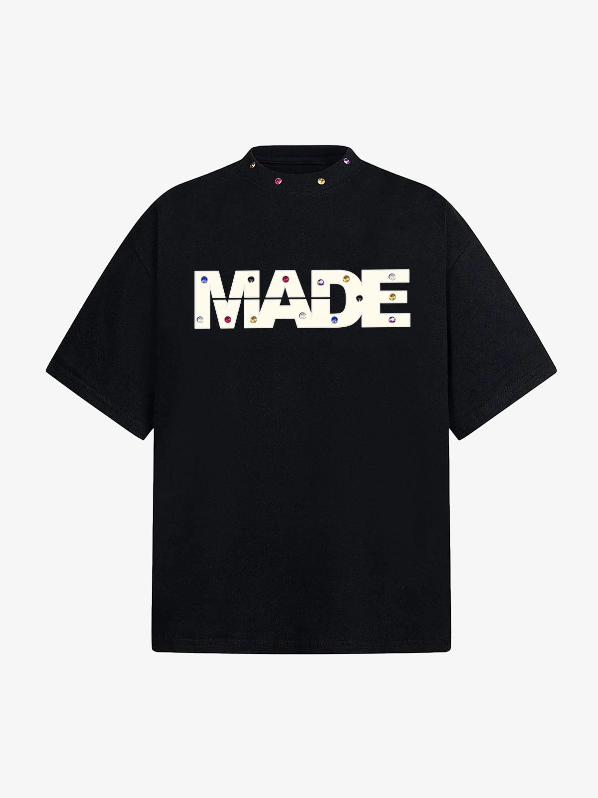 Street Retro MOOD Patch Embroidered Rivet T shirt 2440