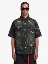Vintage Lightning Bolt Graphic Denim Short Sleeve Shirt 