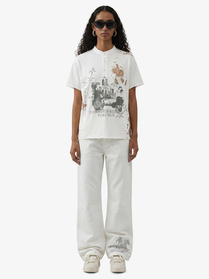 Fairy Tale Grunge Band Collar Henley T-Shirt 