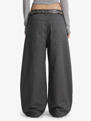 Button Placket Baggy Barrel Pants