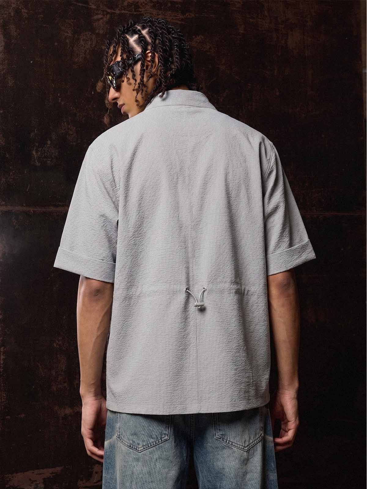 Chemise boutonnée à motif quadrillé texturé