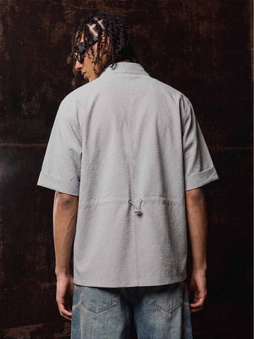 Chemise boutonnée à motif quadrillé texturé