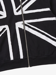 Street Style Union Jack Appliqué Hoodie; Black / S, Black / M, Black / L, Black / XL, Black / 2XL