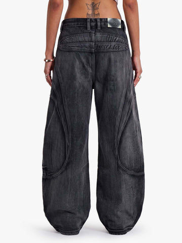 Grunge Deconstructed Eyelet Baggy Jeans