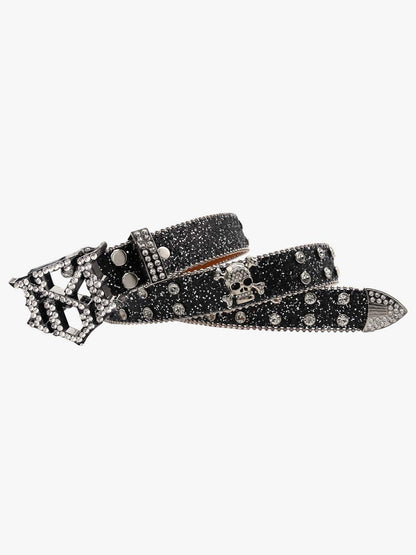 Thesupermade Rhinestone Skull Belt - 1668 