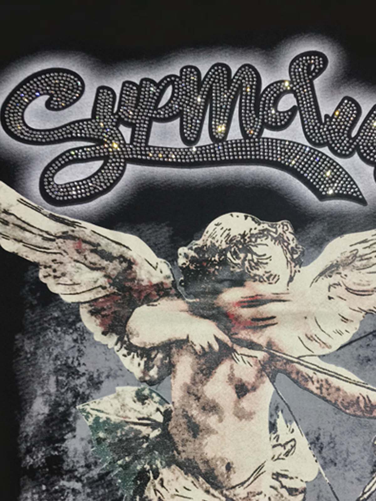 Retro Cupid Rhinestone Graphic T-Shirt 