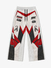 3D Biker Graphic Washed Distressed Wide-Leg Sweatpants