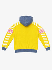 Racing Number Graphic Color Block Cropped Zip Hoodie; Yellow / S, Yellow / M, Yellow / L, Yellow / XL, Yellow / 2XL